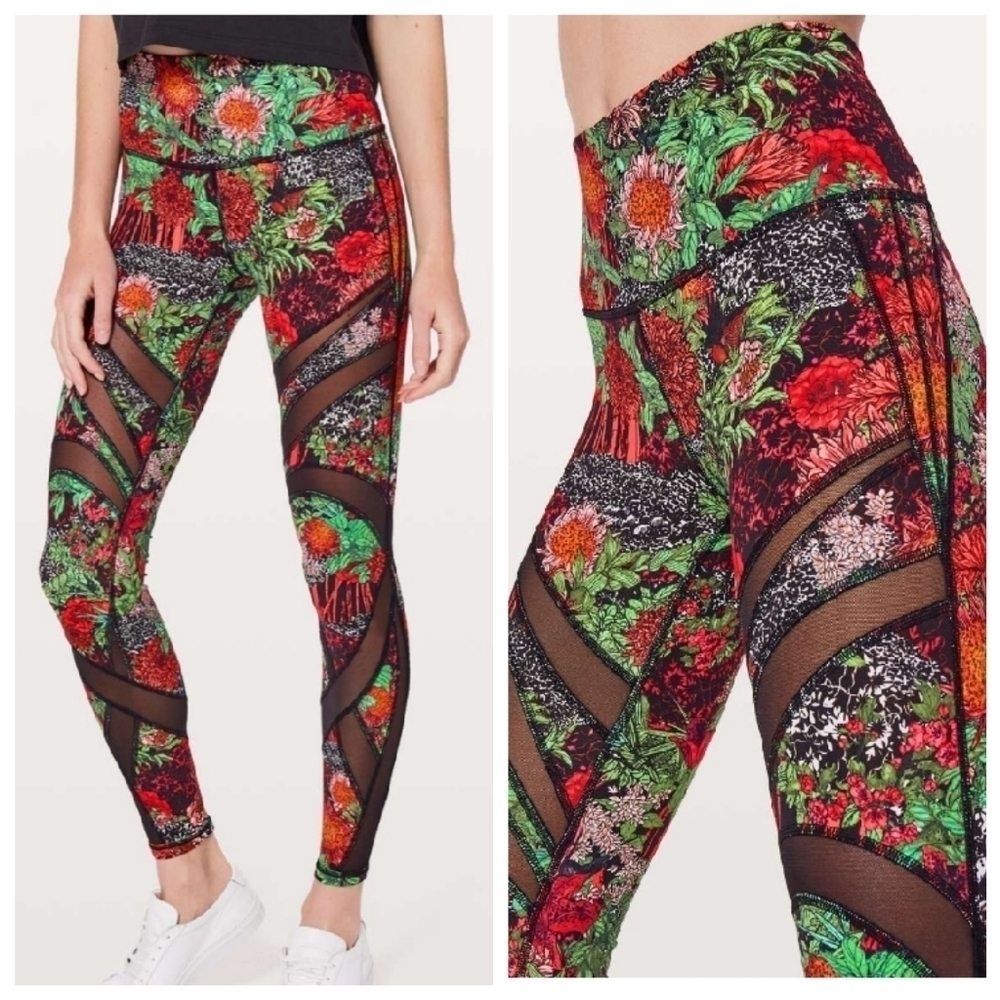 LULULEMON 4 Zen Garden Wunder Under Hi Rise Tights Mesh 28